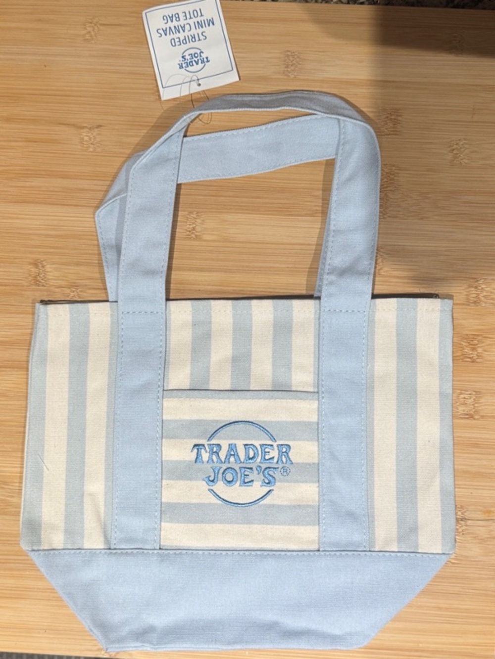 Trader Joe's Blue Striped Mini Tote Bag